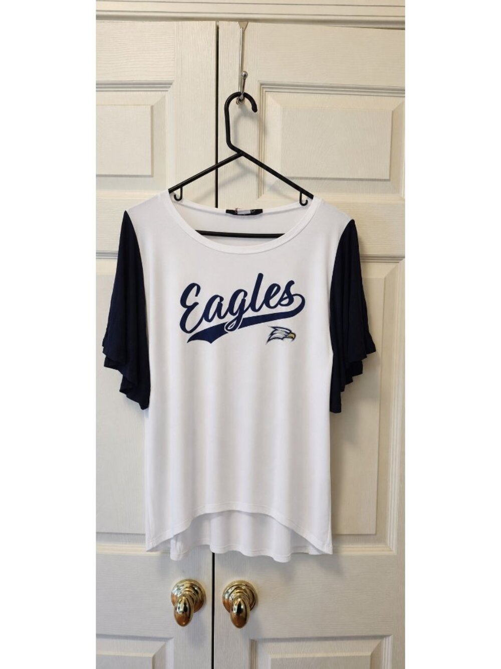 New Flying Colors Georgia Southern Eagles White Bell Sleeve Baseball Tee Size L